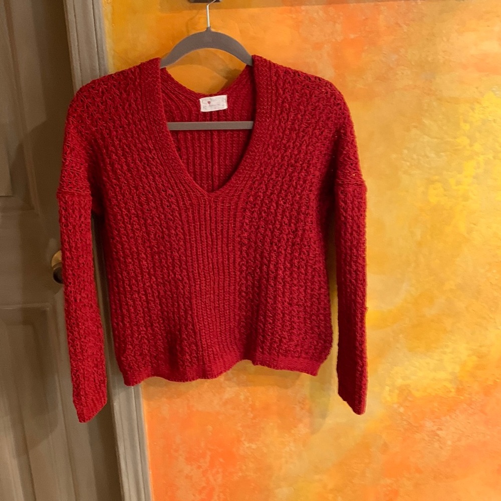V Pullover In Red Matte Chenille - image 1